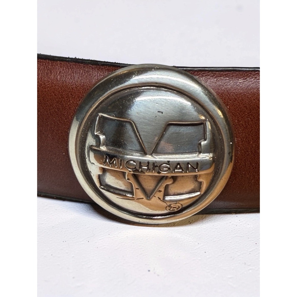 MICHIGAN ZEP-PRO Genuine Leather Brown Belt With M  Conchos Size 36 EUC